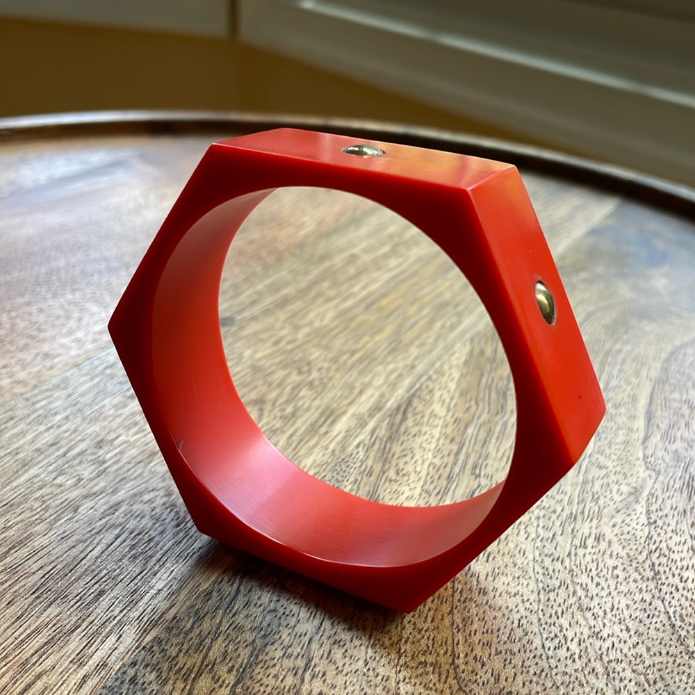 resin studded bangle bracelet , orange
